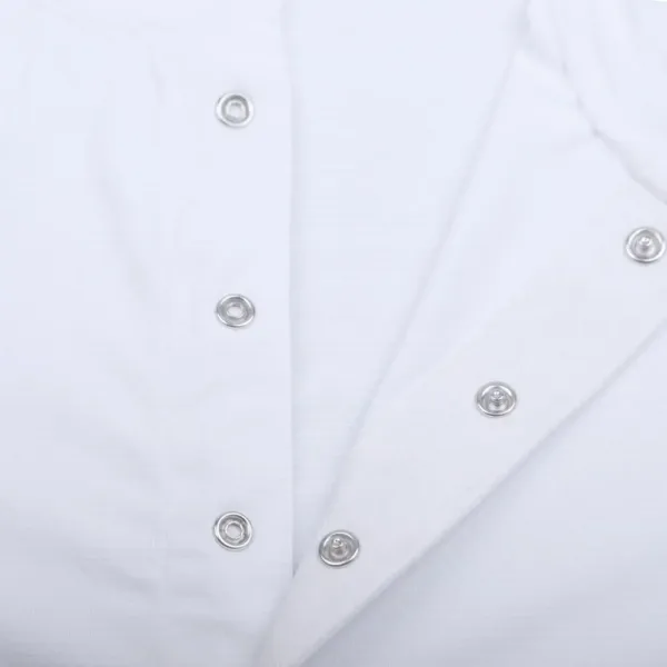 This men's short-sleeve onesie pajama is made from a soft, stretchy blend of polyester and spandex, featuring a comfortable crew neck and convenient snap closure for easy wear.