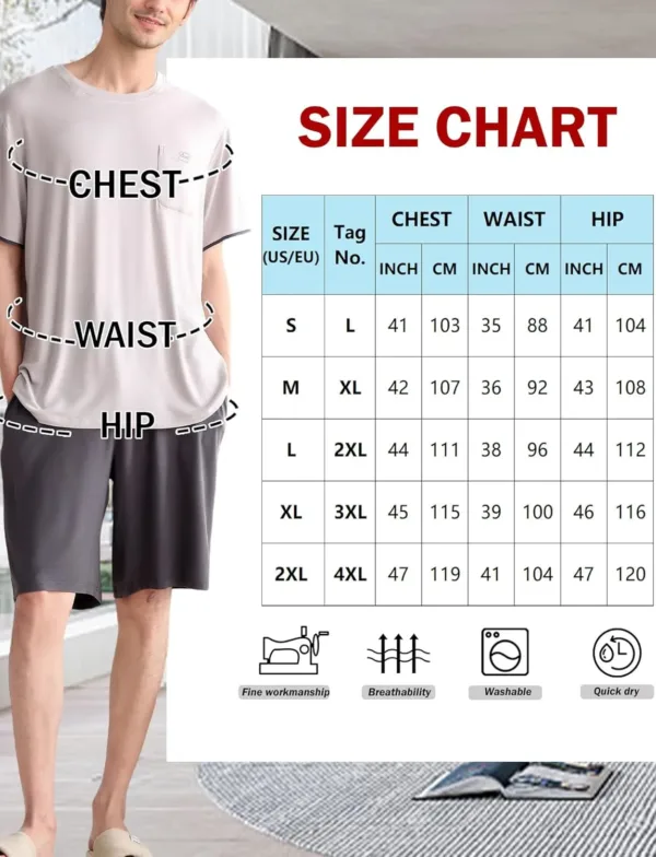 mens pajama set shorts 6