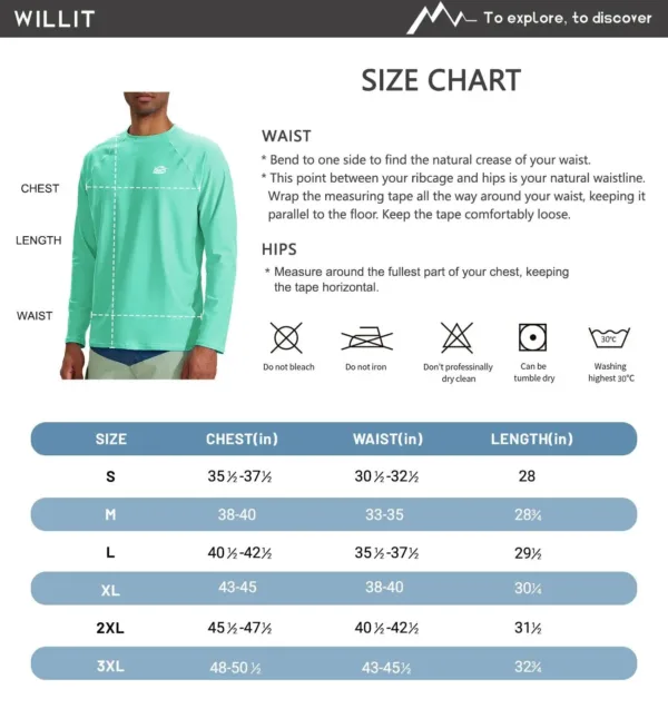 This men's long-sleeve rash guard swim shirt offers UPF 50+ sun protection, quick-drying fabric, and a comfortable, loose fit for swimming and outdoor activities.