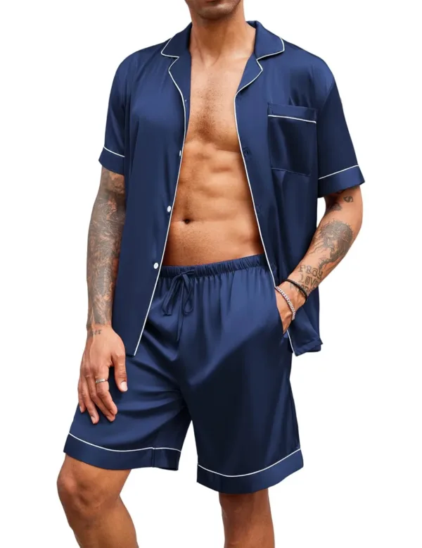 mens satin pajamas set 1