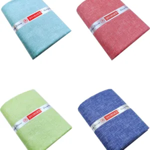 This is a pack of four premium unstitched shirt fabric pieces made from a comfortable and durable cotton linen blend, perfect for tailoring shirts or kurtas for men.