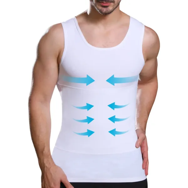 This men's slimming compression shirt reshapes the chest, waist, and tummy while remaining comfortable and breathable under any clothing.