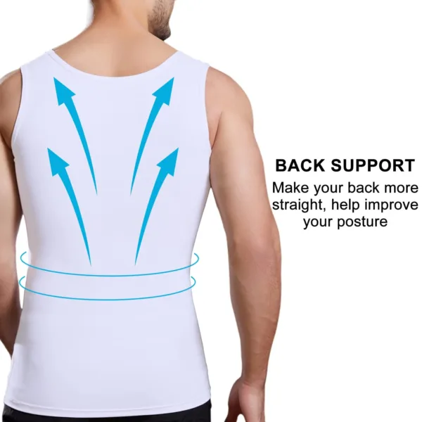This men's slimming compression shirt reshapes the chest, waist, and tummy while remaining comfortable and breathable under any clothing.