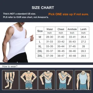 This men's slimming compression shirt reshapes the chest, waist, and tummy while remaining comfortable and breathable under any clothing.