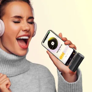 This is a black VEGER mini portable charger and power bank with a USB-C output for fast charging Android phones like Samsung Galaxy S22, S21, S20, S10, S9, Pixel, Moto, LG, and Oculus Quest.