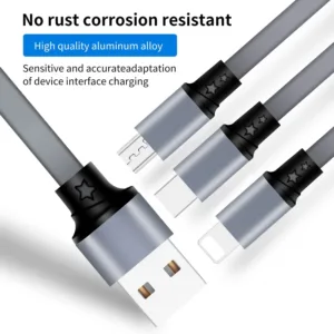 This SDBAUX 3 in 1 retractable multi USB charger cable with Phone Type-C and Micro USB connectors allows you to charge multiple devices simultaneously using a 5V/2A-3A USB power adapter.