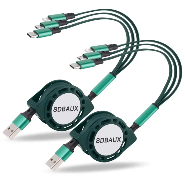 This SDBAUX 3 in 1 retractable multi USB charger cable with Phone Type-C and Micro USB connectors allows you to charge multiple devices simultaneously using a 5V/2A-3A USB power adapter.