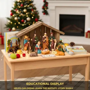nativity scene wooden stable 7