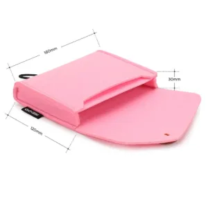 This pink NIDOO felt case is designed for carrying and protecting your MacBook power adapter, mouse, mobile phone, cables, SSD, HDD, power bank, and other small electronic accessories.