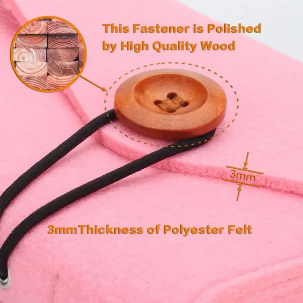 This pink NIDOO felt case is designed for carrying and protecting your MacBook power adapter, mouse, mobile phone, cables, SSD, HDD, power bank, and other small electronic accessories.