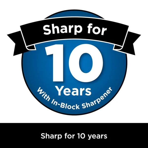 This Ninja Foodi StaySharp 5-piece knife block set includes a chef knife, bread knife, slicing knife, utility knife, and paring knife, all made of durable German stainless steel with an integrated knife sharpener.