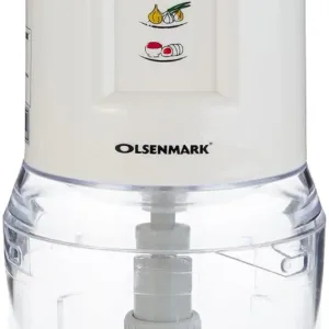 This is a compact Olsenmark 500ml food chopper with a powerful 500W motor and durable stainless steel blades, ideal for chopping vegetables, fruits, herbs, and mincing meat quickly and efficiently in any kitchen.