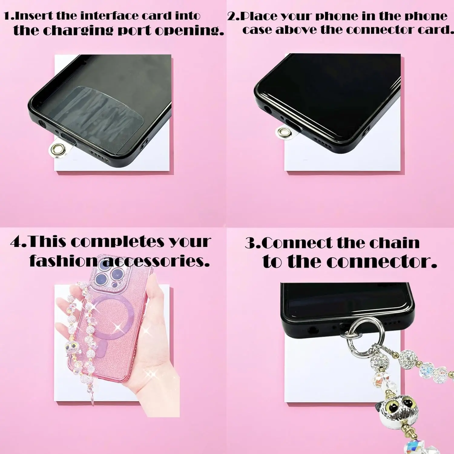 A stylish white beaded phone wrist strap with a cute owl charm design provides anti-drop and anti-theft protection for your iPhone, Samsung, or other smartphones.