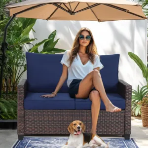 patio loveseat outdoor wicker 4