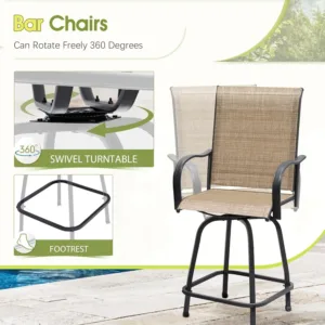 patio swivel bar set 4
