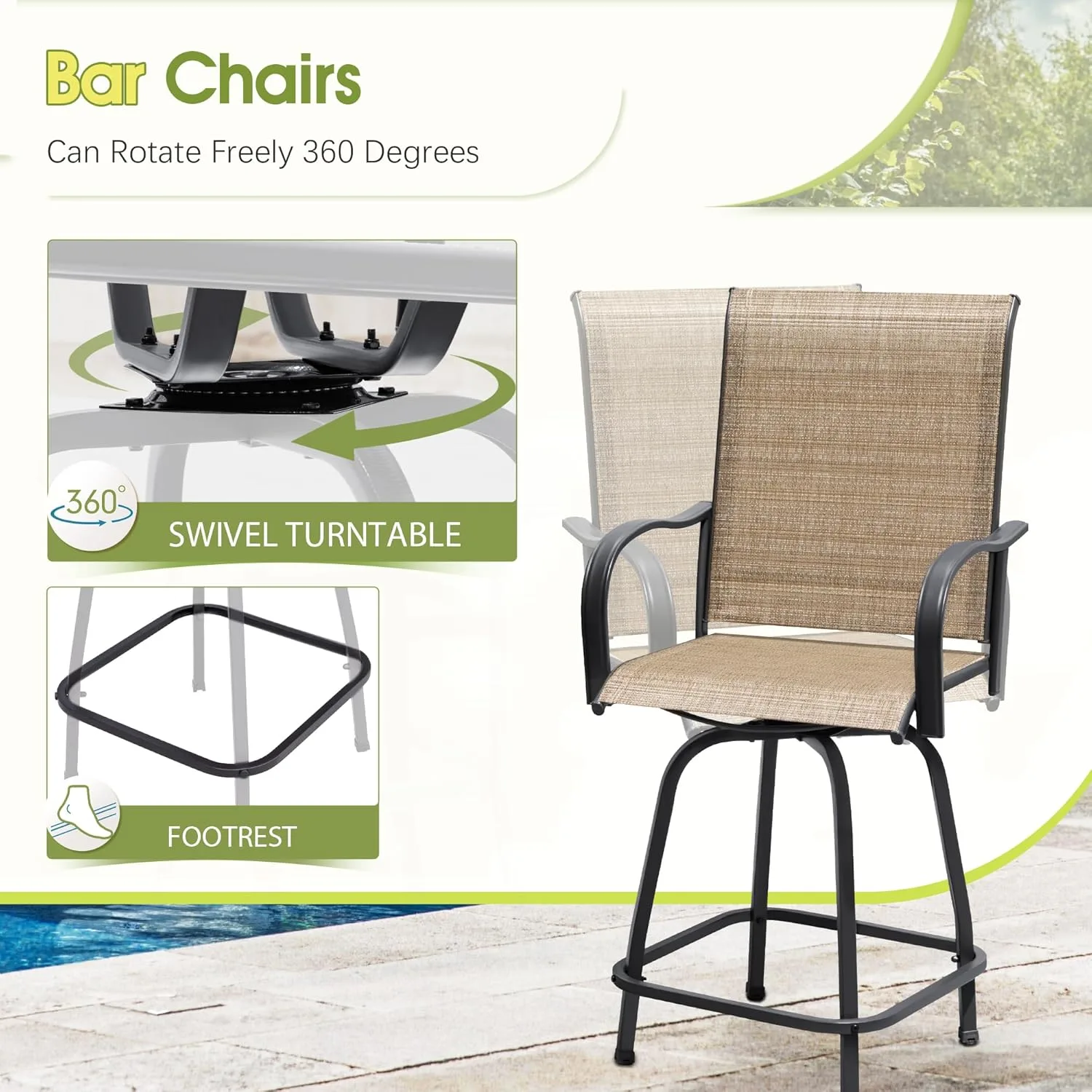 patio swivel bar set 4