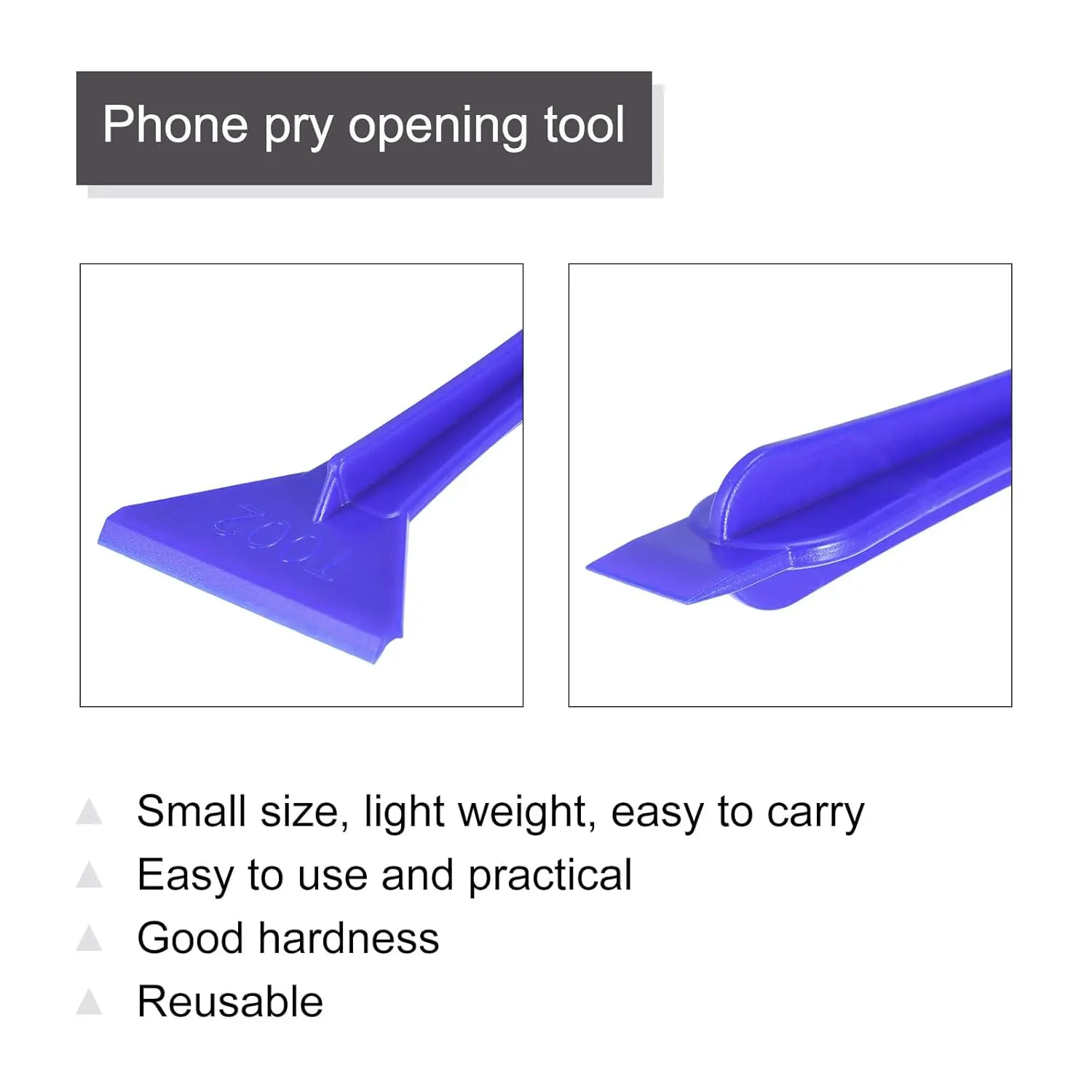 This blue MECCANIXITY phone pry opening tool kit contains 10 plastic prying tools, each 115mm x 46mm, designed for safely opening and repairing mobile phones, laptops, and PCs without damaging the screen.