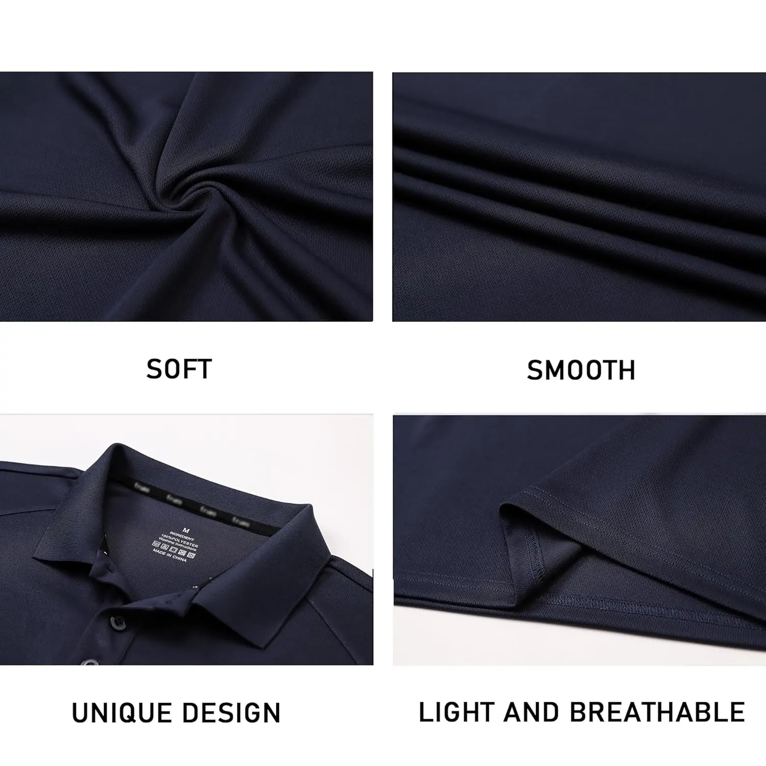 This 3-pack of quick-dry polo shirts for men is made from breathable, moisture-wicking polyester, featuring a three-button design perfect for golf, work, or casual wear.