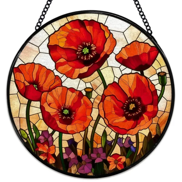 poppy suncatcher stained glass 1