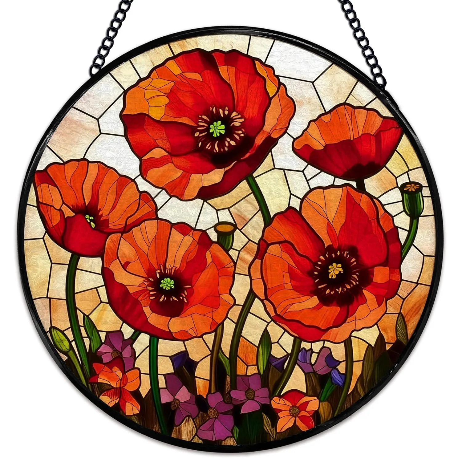 poppy suncatcher stained glass 1
