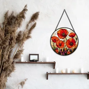 poppy suncatcher stained glass 2