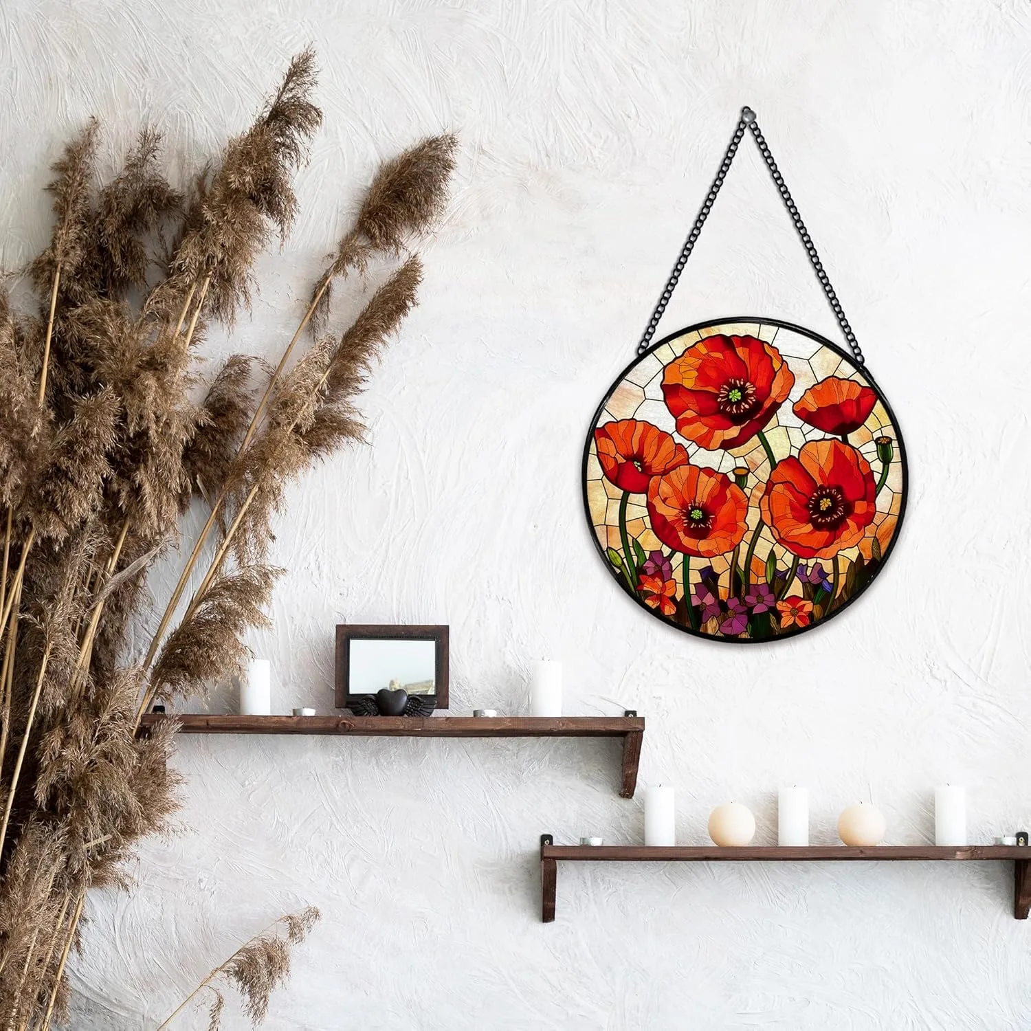 poppy suncatcher stained glass 2