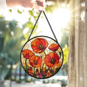 poppy suncatcher stained glass 4