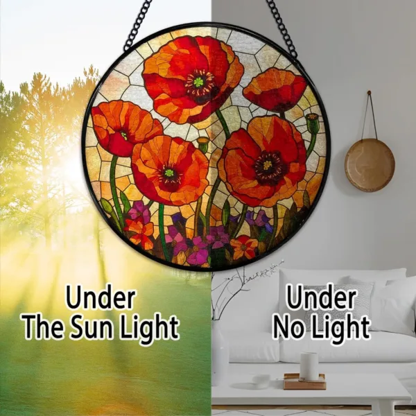 poppy suncatcher stained glass 5
