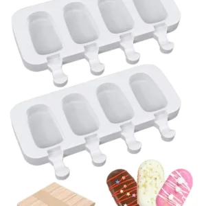 This set of two silicone popsicle molds with four cavities each comes with 50 wooden sticks and allows you to easily make homemade ice cream treats and cake pops.