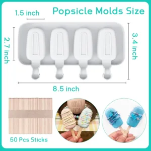 This set of two silicone popsicle molds with four cavities each comes with 50 wooden sticks and allows you to easily make homemade ice cream treats and cake pops.