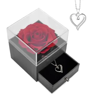 preserved rose heart necklace 1