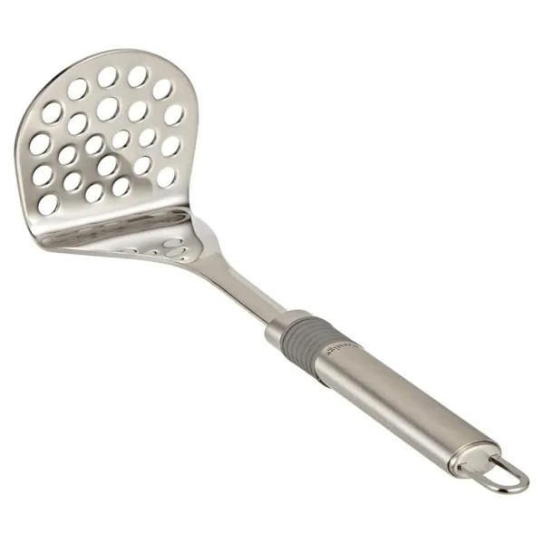 A Prestige ProGrip food masher made of mixed materials is shown.