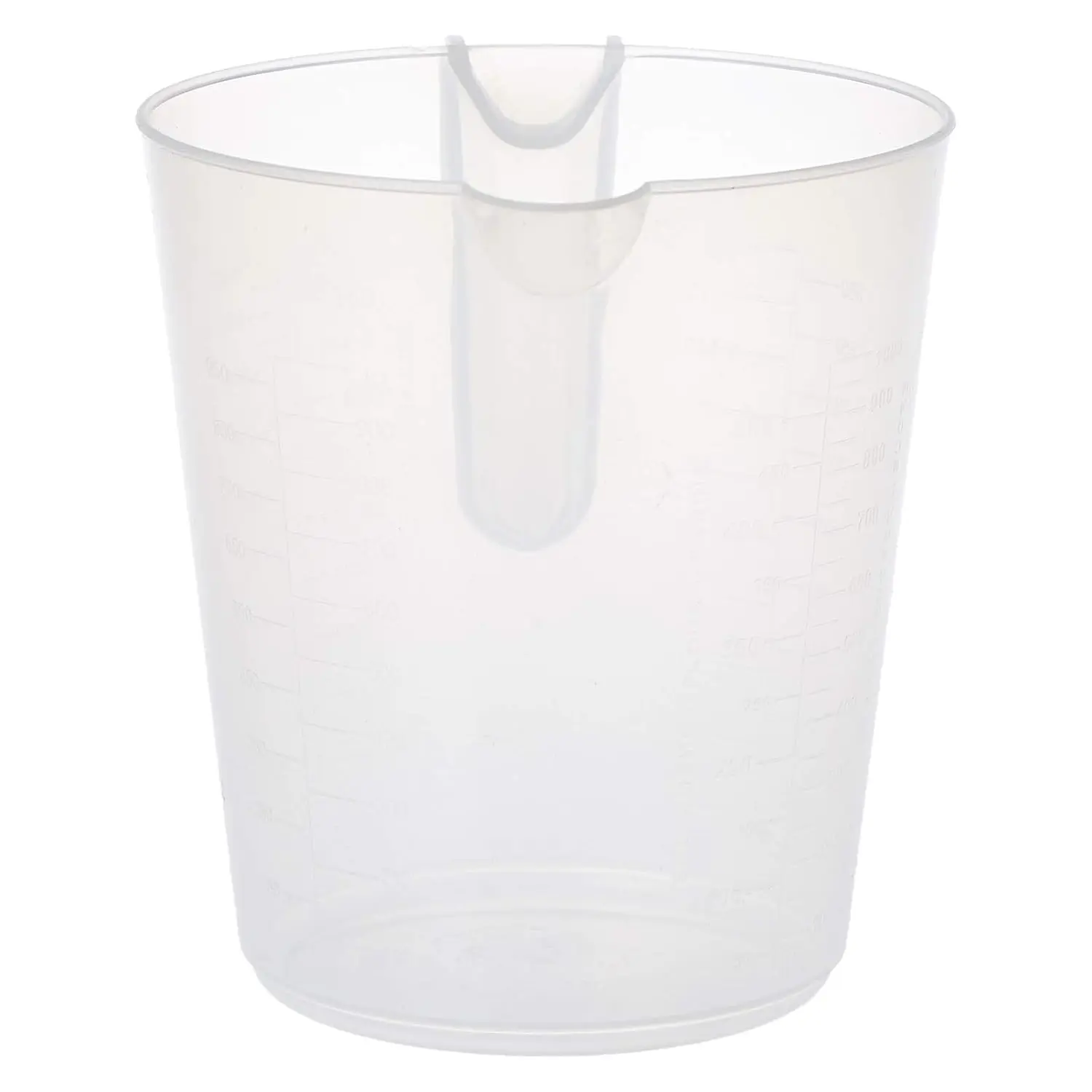 A clear Prestige 1 Litre measuring jug, featuring white measurement markings, sits on a plain background.