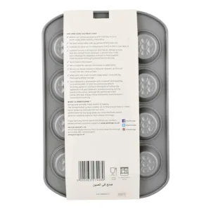 Bake delicious mini muffins with ease using the Prestige 12-cup muffin tin, featuring a nonstick surface, durable carbon steel construction, and a honeycomb base for even browning and easy release.