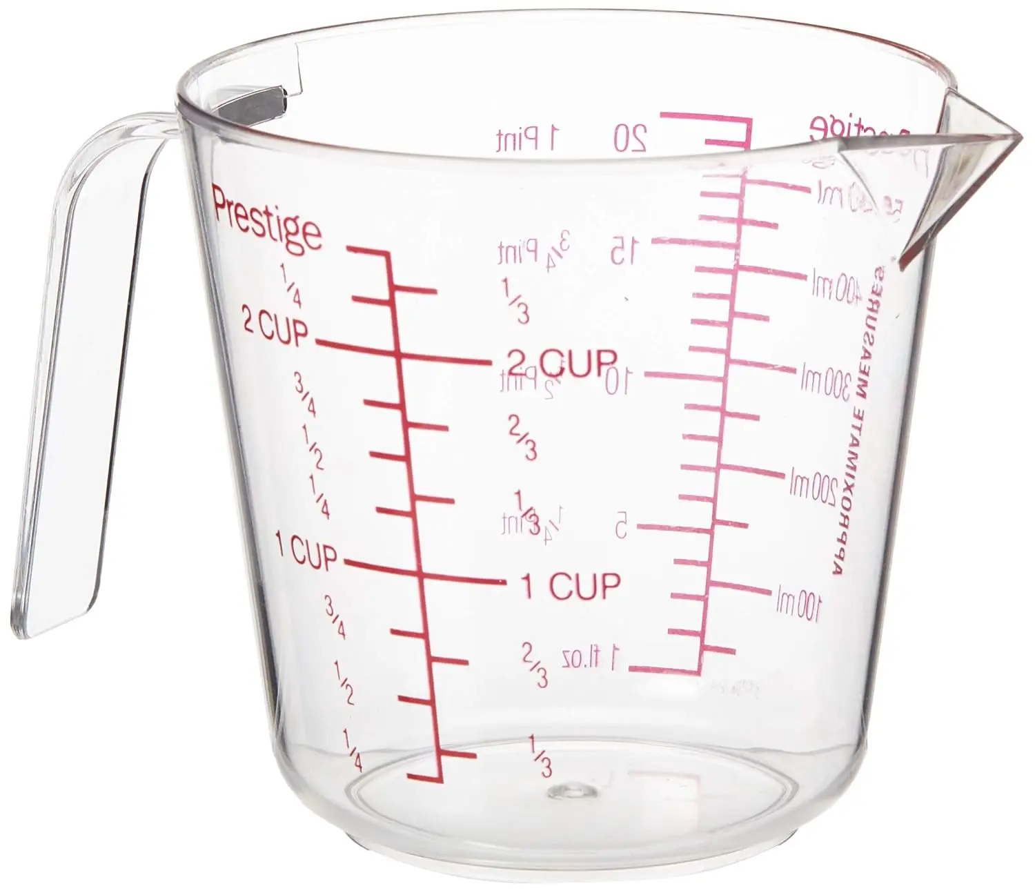 A clear Prestige plastic 500 ML measuring jug, perfect for cooking and baking.