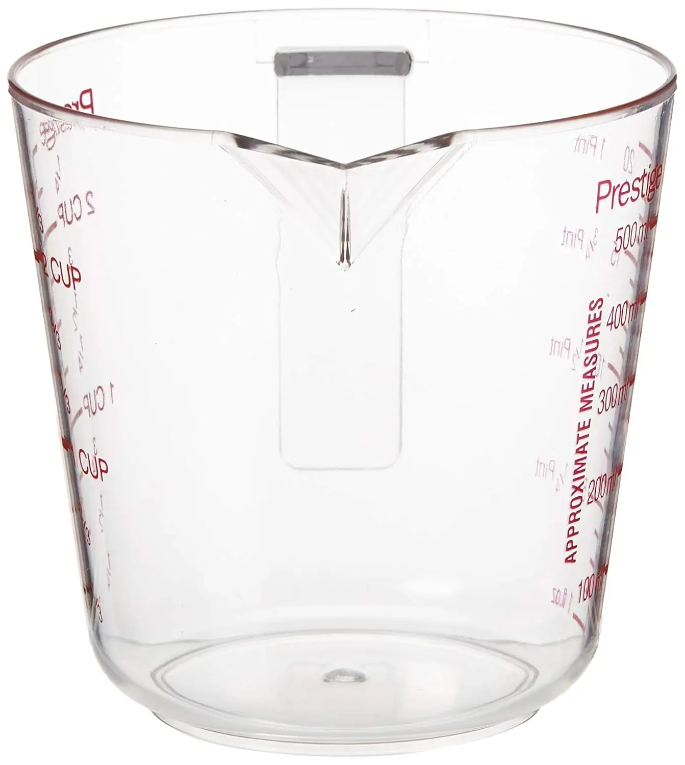 A clear Prestige plastic 500 ML measuring jug, perfect for cooking and baking.