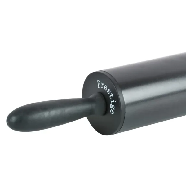 The Prestige rolling pin features ergonomic handles for a comfortable grip and a smooth surface for easy dough rolling, making it ideal for baking cookies, pastries, and pizza crusts.