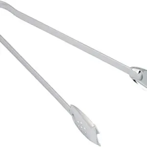 A stainless steel Prestige Serving Tong is displayed, highlighting its durable construction and suitability for preparing and serving dishes in the kitchen, and is also dishwasher safe.