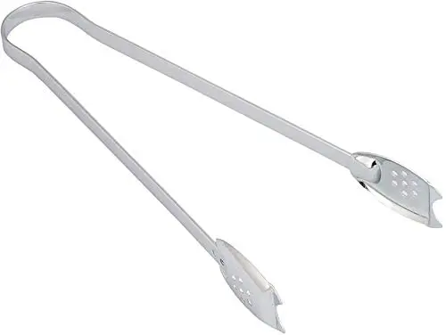 A stainless steel Prestige Serving Tong is displayed, highlighting its durable construction and suitability for preparing and serving dishes in the kitchen, and is also dishwasher safe.