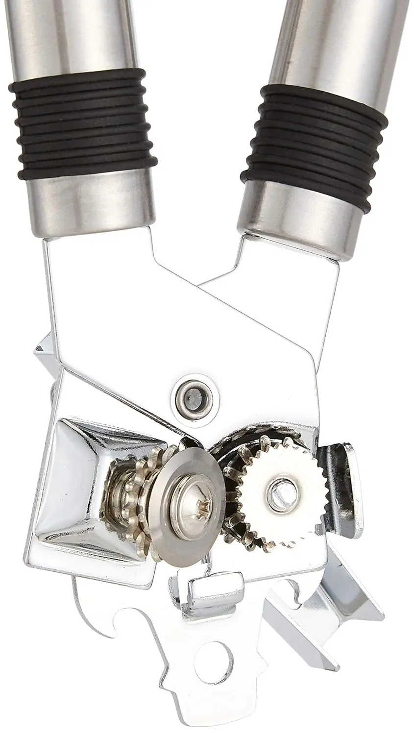 This is a high-quality Prestige stainless steel can opener with an easy and soft grip handle and a hole for hanging, making it dishwasher safe and convenient to store.