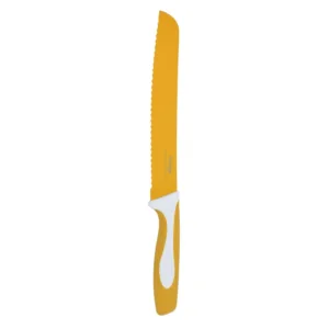 This Prestige Vibro 20cm bread knife features a sharp, durable stainless steel blade and ergonomic handle, perfect for slicing bread, fruits, vegetables, and meat in home or professional kitchens.