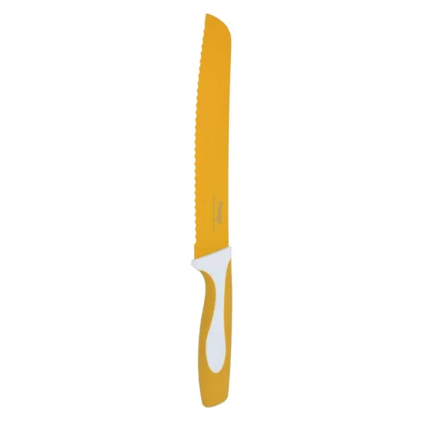 This Prestige Vibro 20cm bread knife features a sharp, durable stainless steel blade and ergonomic handle, perfect for slicing bread, fruits, vegetables, and meat in home or professional kitchens.