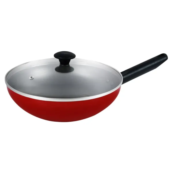 This Prestige wok and fry pan set includes a 28cm nonstick fry pan, 26cm nonstick wok pan, and a shatter-resistant glass lid with a steam vent for fast, healthy cooking.