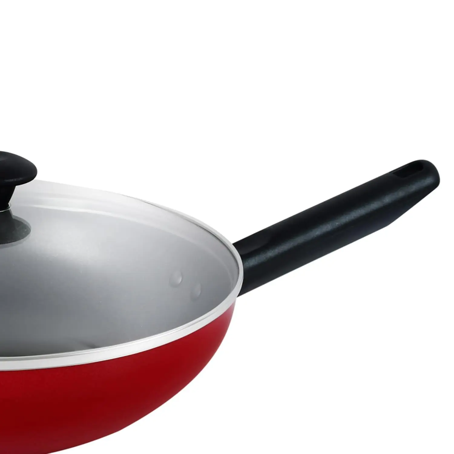 This Prestige wok and fry pan set includes a 28cm nonstick fry pan, 26cm nonstick wok pan, and a shatter-resistant glass lid with a steam vent for fast, healthy cooking.