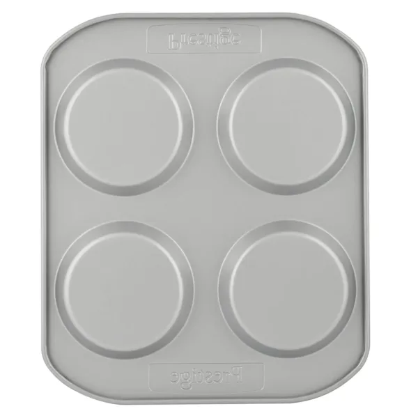 This is a Prestige 4-cup Yorkshire pudding tin made with heavy gauge material and a non-stick coating for easy baking and cleaning, and is oven safe up to 475°F.