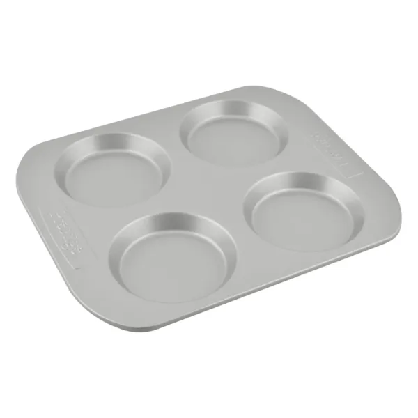This is a Prestige 4-cup Yorkshire pudding tin made with heavy gauge material and a non-stick coating for easy baking and cleaning, and is oven safe up to 475°F.