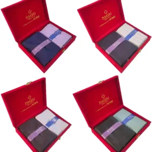 This is a combo set of four Raymond Fabrics multicolor unstitched shirt and trouser fabric made of rayon, perfect for a wedding occasion and easy to hand wash.