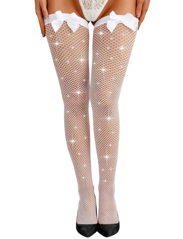 rhinestone fishnet thigh high 1