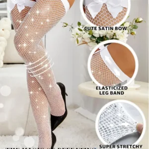 rhinestone fishnet thigh high 2