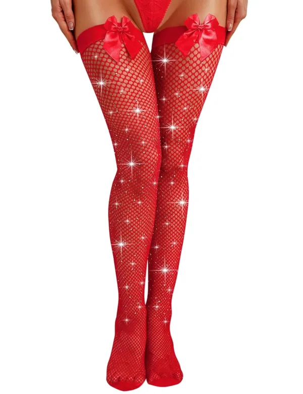 rhinestone fishnet thigh high 5